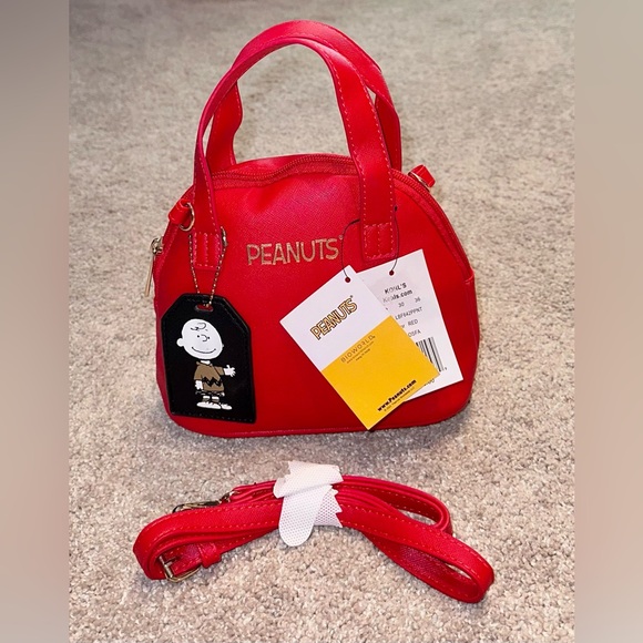 NWT Peanuts Red Mini Crossbody Bag with Handles. Charlie Brown Tag. - Picture 1 of 8